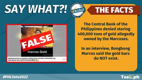 VERA FILES FACT CHECK: No tons of ‘Tallano gold’ allegedly .